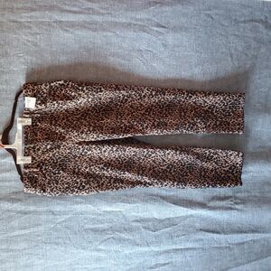 High Rise Straight Leg Leopard Jeans Denim Pants